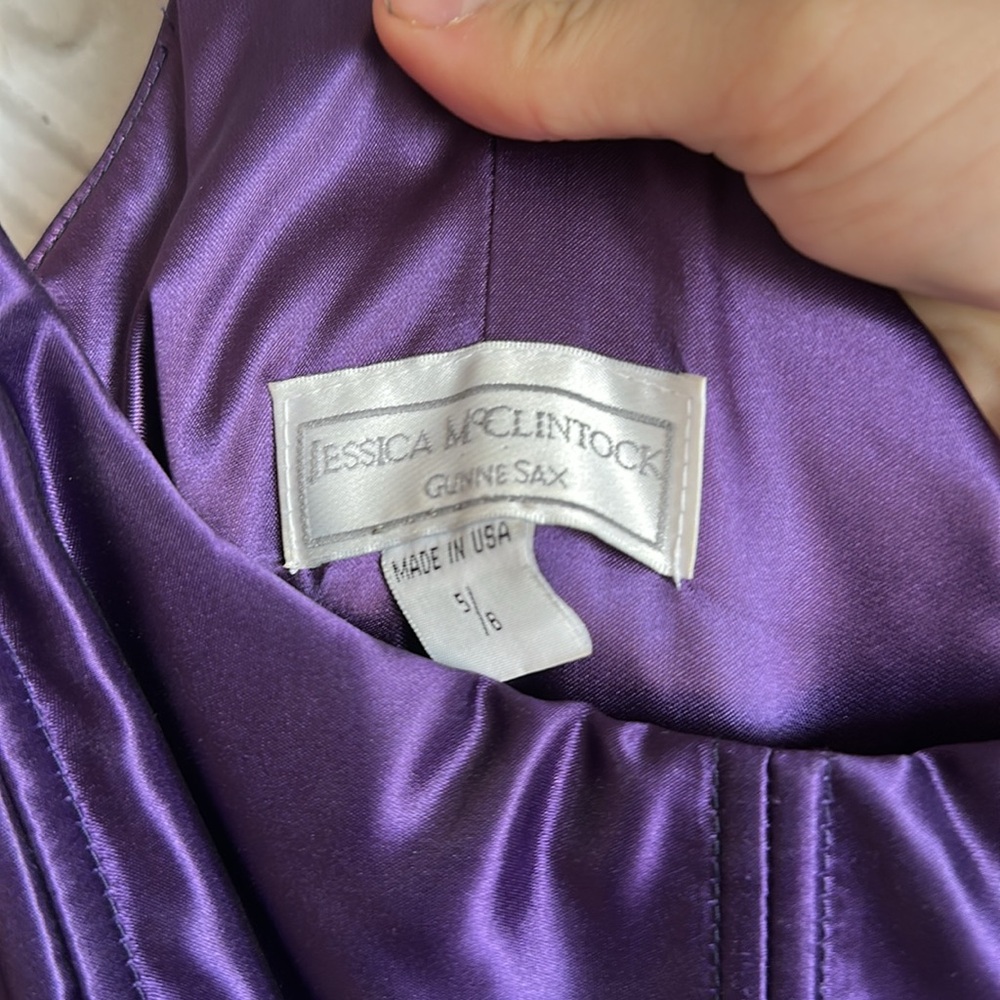 Elegant satiny ballroom Gunne Sax Purple Women's Dress with tulle - Picture 2 of 5
